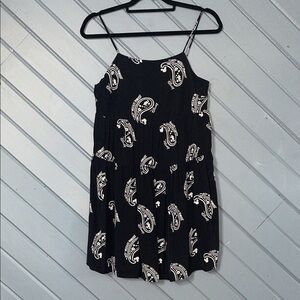 Disney Mickey Mouse Black White Paisley Sleeveless Mini Dress